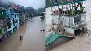 सिक्किम में बादल फटने के बाद तीस्ता नदी में आयी बाढ़ , सेना के 23 जवान लापता
