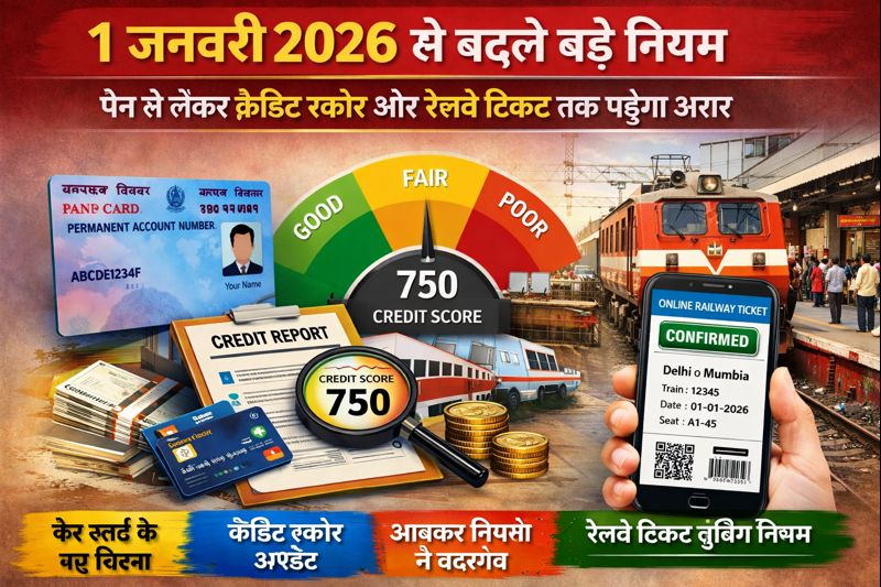 1 जनवरी 2026 से बदले बड़े नियम, पैन से लेकर क्रेडिट स्कोर और रेलवे टिकट तक पड़ेगा असर