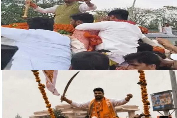 भाजयुमो प्रदेश अध्यक्ष रोहित मिश्रा का शक्ति प्रदर्शन, रोड शो से लखनऊ में लगा जाम; क्रेन से पहनाई गई माला